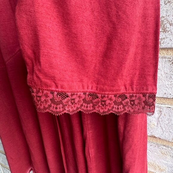 Ulla Popken 3/4 Sleeve Button Up Burgundy Red Lanenlook Tunic Blouse Size 20/22 - Picture 8 of 9